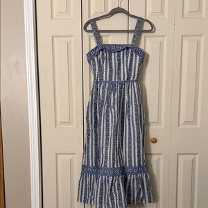 Max Studio Navy and White Floral Midi Dress